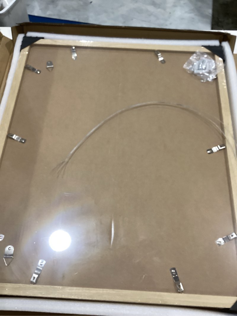 Condition photo showing Good Condition for 20x24 poster frame, display pictures 16x20 with mat or 20x24 without, wall hanging frames, natural oak, 3 pack natural oak 20x24