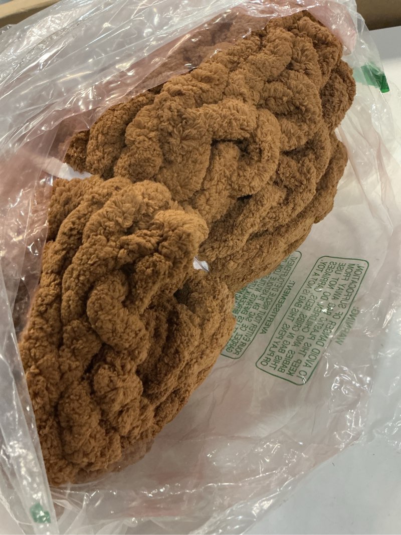 Condition photo showing As Is for Chunky Knit Blanket Throw 51x63, Soft Chenille Burnt Orange Throw Blankets, Large Knit Throw Blanket Chunky Yarn, Thick Cable Knitted Throw Blanket, Crochet Christmas Throw Blanket for Couch Bed Sofa