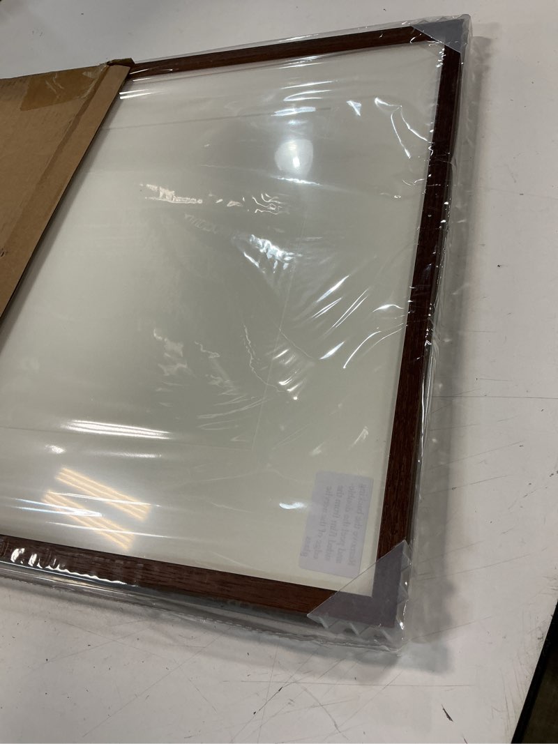 Condition photo showing Good Condition for ihery standard 16x20in premium truly natural oak wood walnut color picture frame with 2 mats (11x14,16x20), acrylic glass thickened backboard, minimalist photo frames narrow border set of 1 walnut 20"l x 16"w 1pack