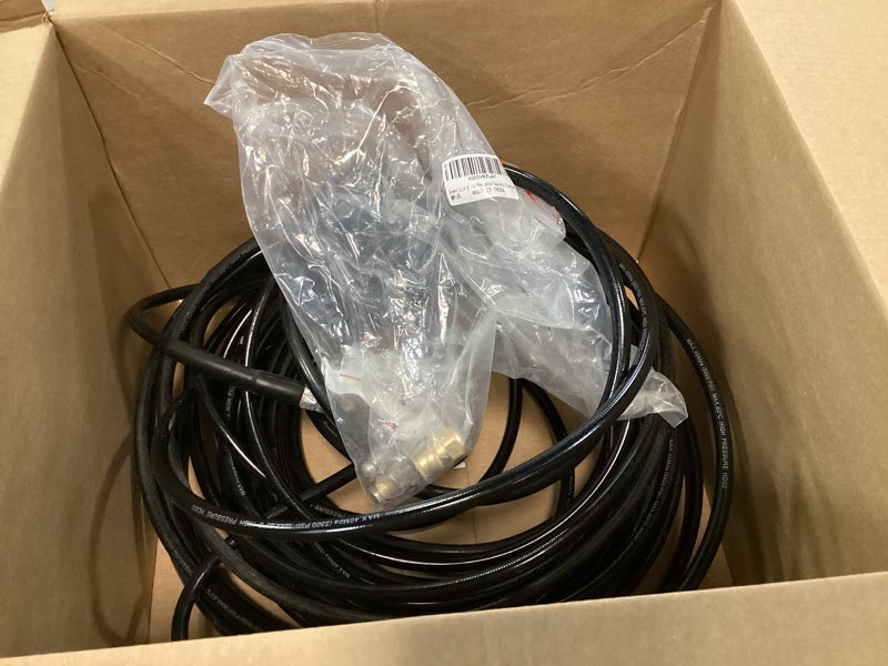 Condition photo showing As Is for Sewer Jetter Kit for Pressure Washer 5800 PSI Drain Cleaner Hose 1/4 Female NPT,Button Nose,Pressure Washer Adapter,Button Hose Sewer Jetting Nozzle Pearl Corsage Pin Waterproof Tape with 2 Spanner 100FT