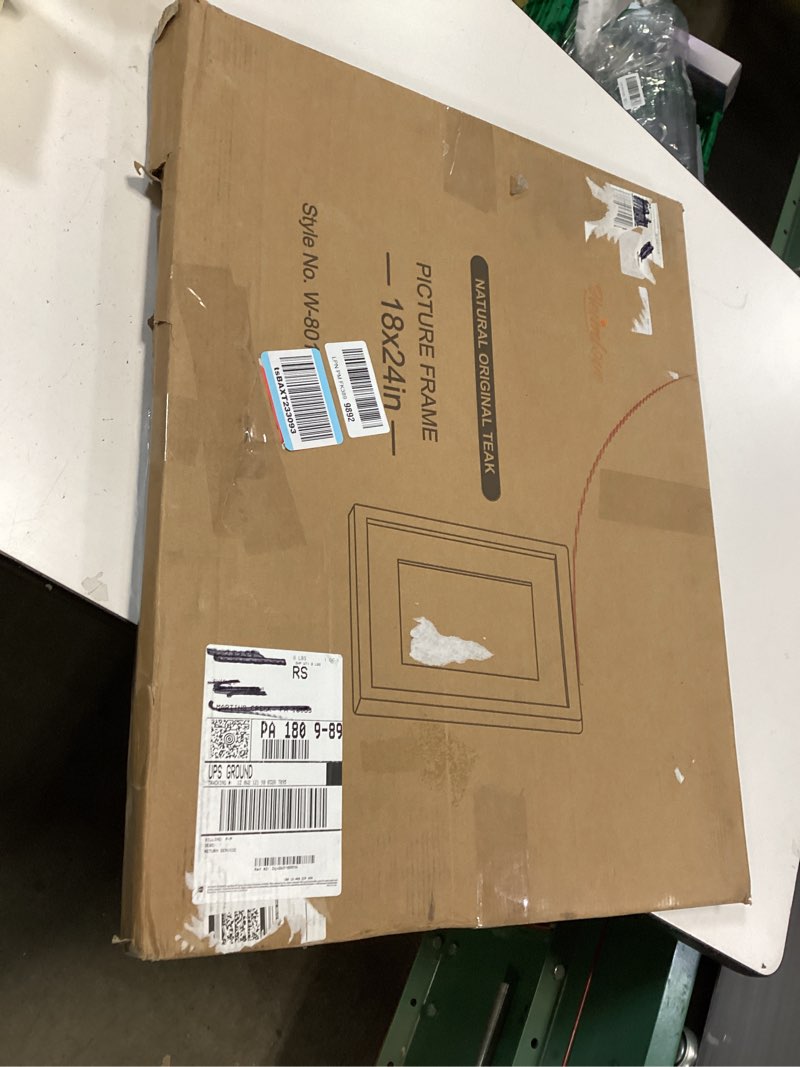 Condition photo showing New/Like New for Heimlove 18x24 Picture Frames Natural Teak,Original Wood Hand Make Crafted Poster Frame with Mat to 16x20 Graduation Picture Display,Family Picture,Wedding Picture,Photo,Document Wall Mounted 18"x24"|mat to 16"x20" Natural Teak