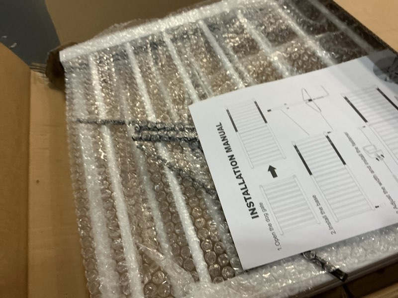 Condition photo showing New/Like New for White Metal Dog Gate for Small Dogs - 17.7\" Short Freestanding Puppy Gate with Retractable Sliding Rail, No Installation, Indoor/Outdoor Use, Foldable & Portable Pet Barrier H:17.7\" / W:16.5\"-31.1\"