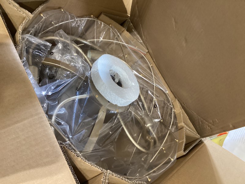 Condition photo showing Good Condition for youngrender 20 inch gold caged ceiling fan with light, flower chandelier ceiling fan with lights remote control, frower crystal fandelier 6 speeds for girl's bedroom, living room 20 inch fandelier gold caged ceiling fan with light