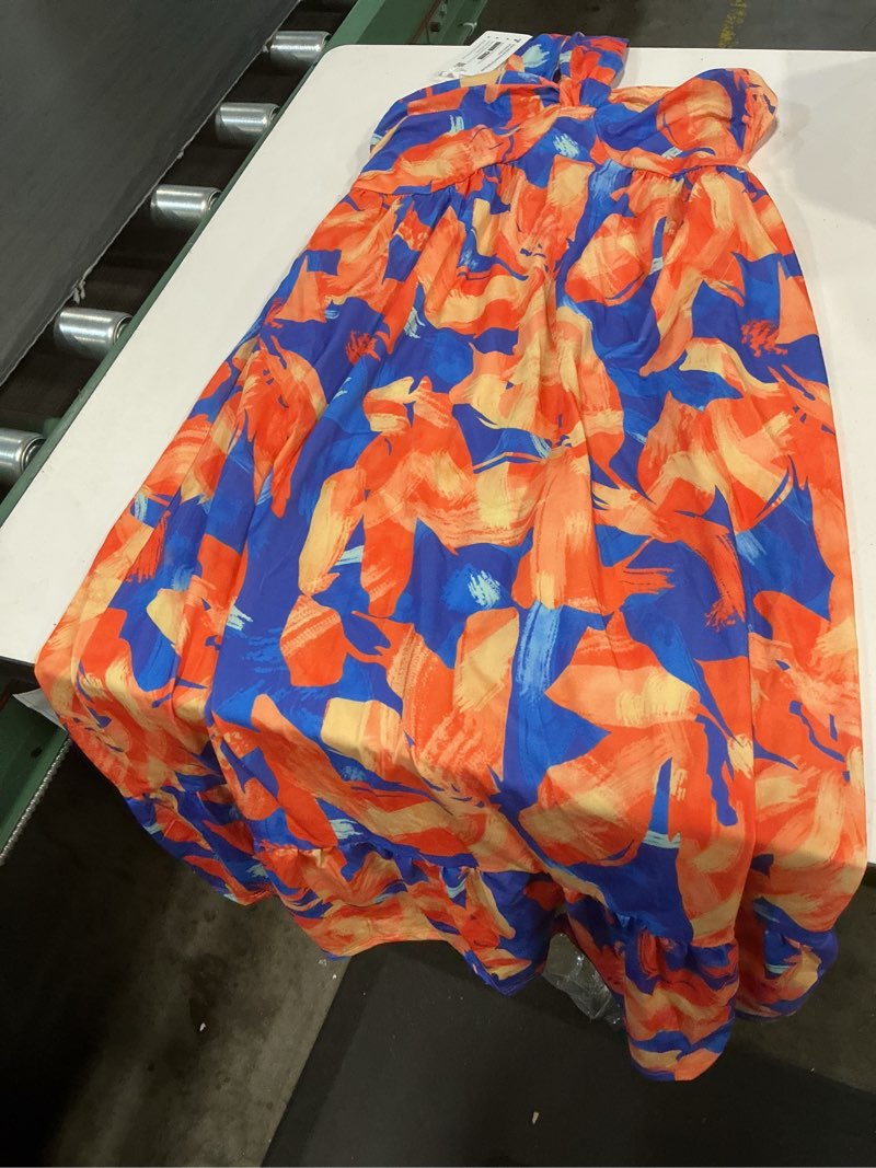 Condition photo showing Good Condition for ( size small ) grace karin womens summer floral dresses 2026 boho maxi dress flowy halter sundress casual vacation beach clothes with pocket small blue flowers