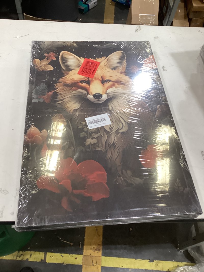 Condition photo showing New/Like New for magical forest animal canvas wall art flowers and wild animals prints wall decor dark cottagecore posters gothic vintage botanical floral painting picture nature room decor bedroom decoration unframed animal-poster 16"l x 12"w poster