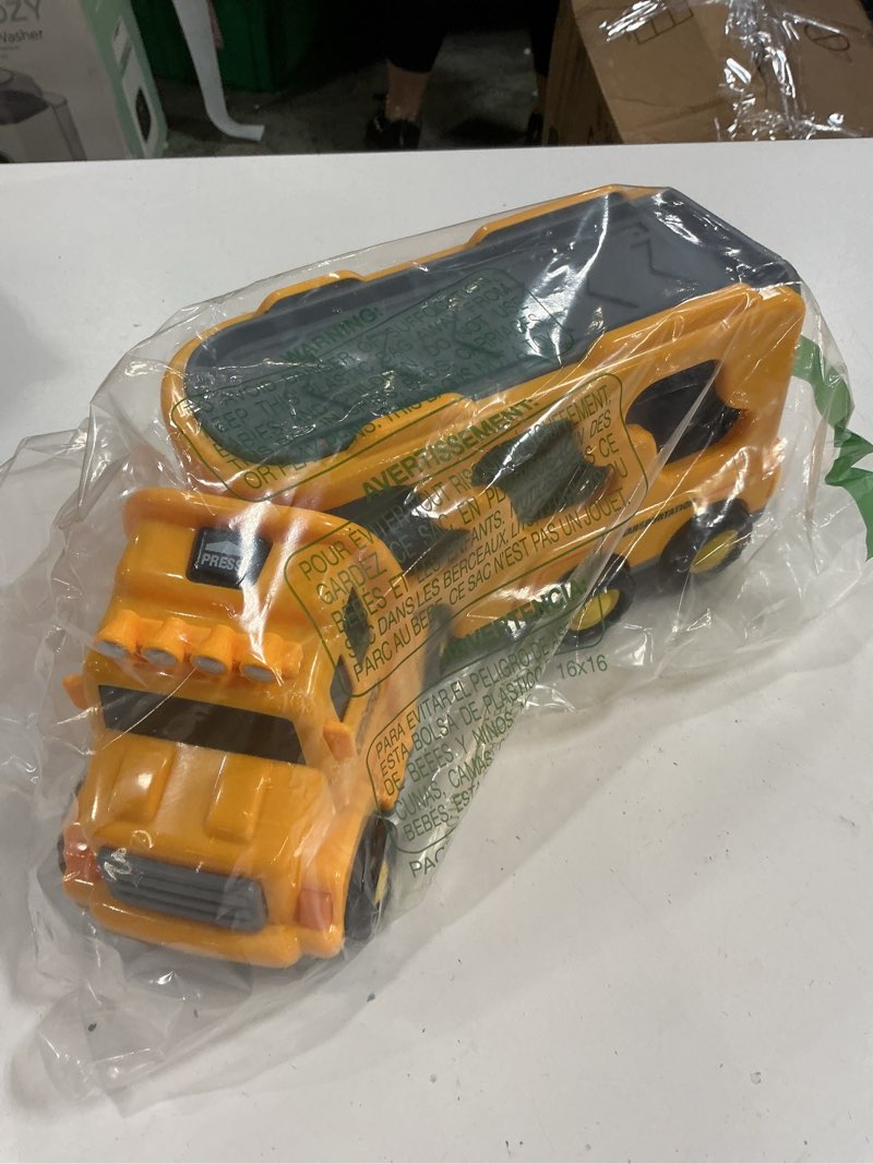 Condition photo showing As Is for temi construction truck toys for 3-7 years old boys - kids friction powered car toys for toddler ages 3-5, carrier play vehicles set with sound and light, birthday gifts for toddlers 1-3 (missing parts)