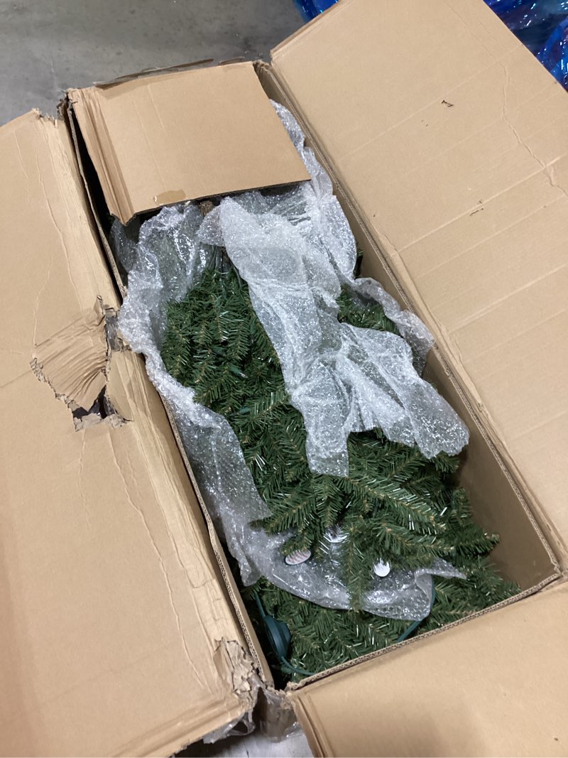 Condition photo showing Good Condition for Puleo International 10ft Pre-Lit Slim Fraser Christmas Tree with 800 Clear Lights, 2093 Realistic Dense Branch Tips, Easy Setup Artificial Trees with Sturdy Metal Stand 10' Slim Fraser Fir with 900 Clear Lights