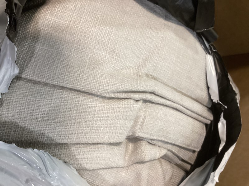 Condition photo showing Good Condition for extra wide 70 inch pinch pleated floor to ceiling curtains 120 inches long for dining room, beige white blackout memory trained double layer linen insulated soundproof drapes rustic curtain 2 panels beige white 70"w x 120"l (pack of 2)