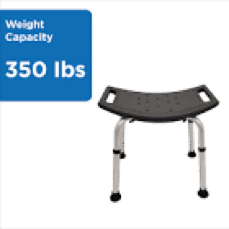 equate shower bench and bath stool, 350lbs capacity, black
