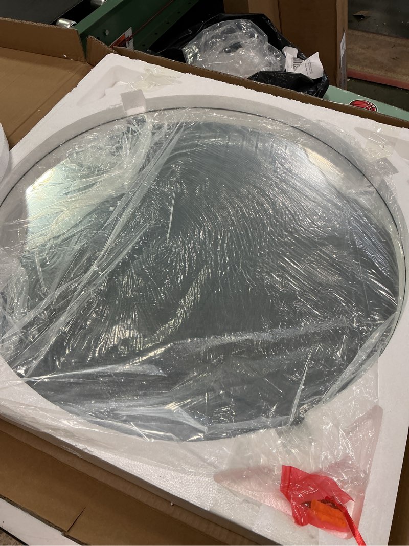 Condition photo showing New/Like New for KOHROS Frameless Round Bathroom Mirror for Over Sink 24" x 24" Circle Mirror Beveled Edge Wall Mirror for Bathroom Vanity Entryway Bedroom Round 24"L x 24"W