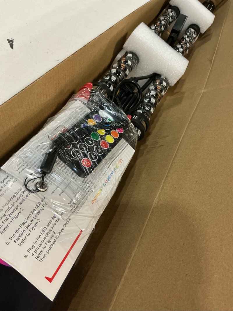 Condition photo showing Good Condition for kemimoto 2pc 3ft bluetooth whip lights for side by side, turning signal function compatible with polaris rzr can-am maverick x3, led whip lights for utv atv buggy boat offroad rgb 3 ft