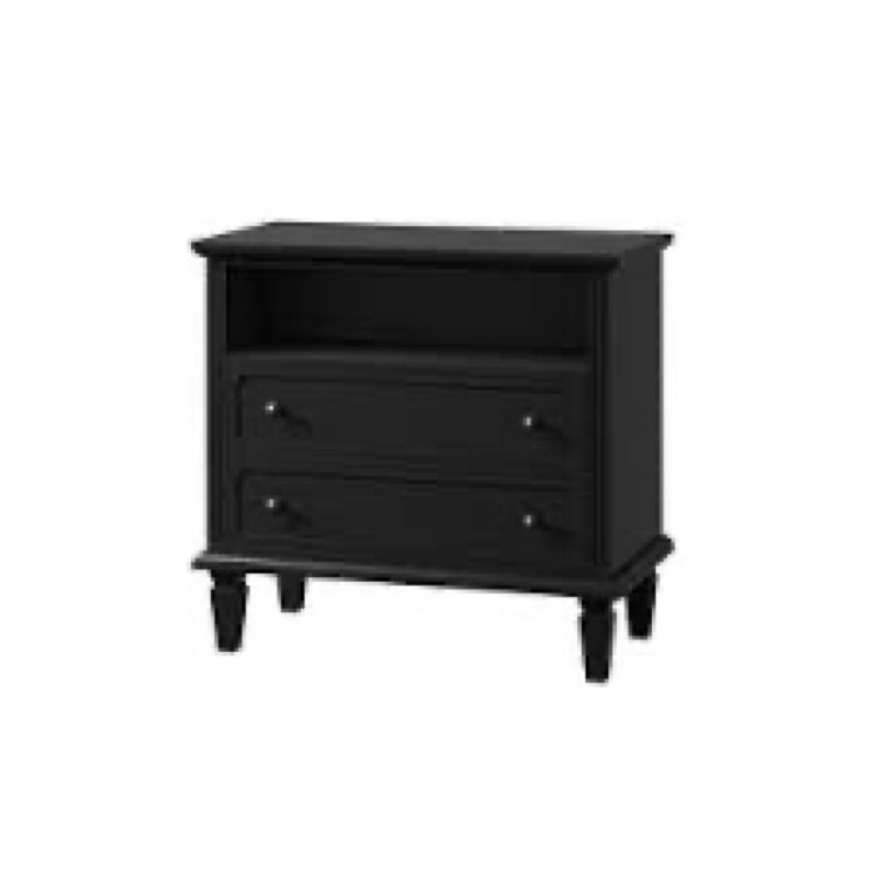 Davide 2 Drawer Solid Wood Nightstand-BLACK NSJY0539-BLACK 