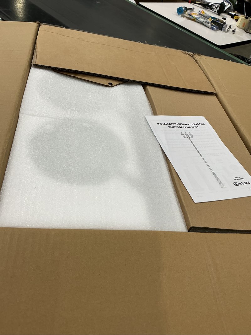 Condition photo showing Good Condition for lamp post outdoor lighting, 3-head white hard wired pole light for outside, e26 base maximum 100w (bulb not included), waterproof street light fixture for yard, garden, driveway (classic)