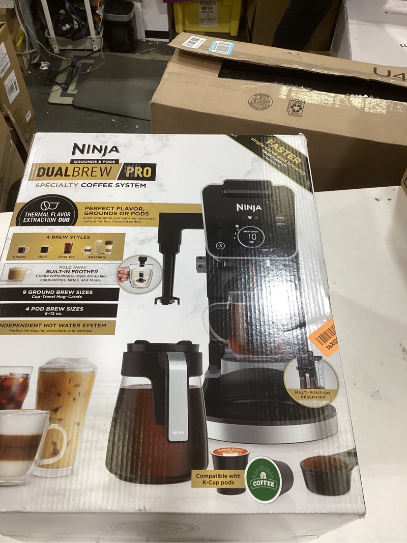 Condition photo showing New/Like New for Ninja Drip Coffee Maker With K Cup Combo, DualBrew Pro Specialty Coffee System, Coffee Machine Compatible with K-Cup Pods, 12 Cup Single Serve Coffee Makers with Paper Filter, CFP301 Frother + Paper Filter