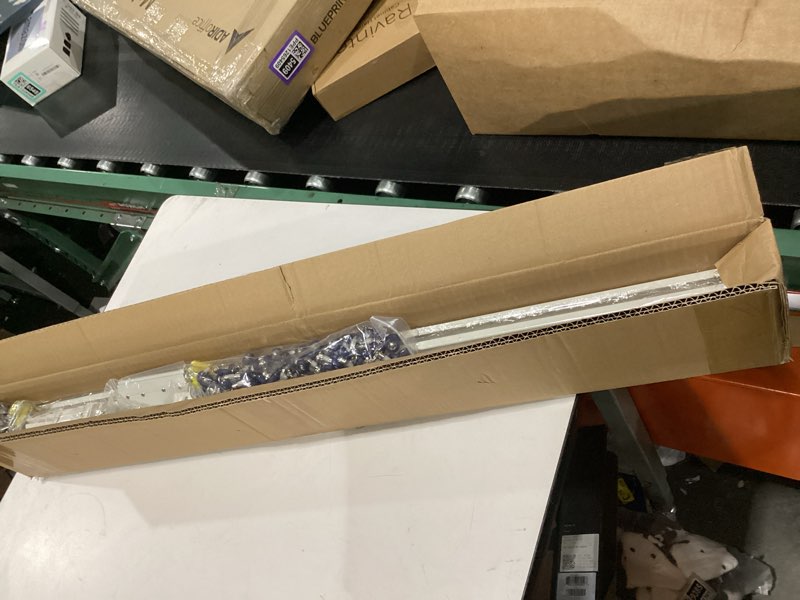 Condition photo showing Good Condition for ceiling curtain track, heavy-duty curtain tracks ceiling wall mount for curtains ceiling mounted curtains rod track system with roller hooks sliding curtains tracks rails set, white (12ft-15ft) 12-15ft