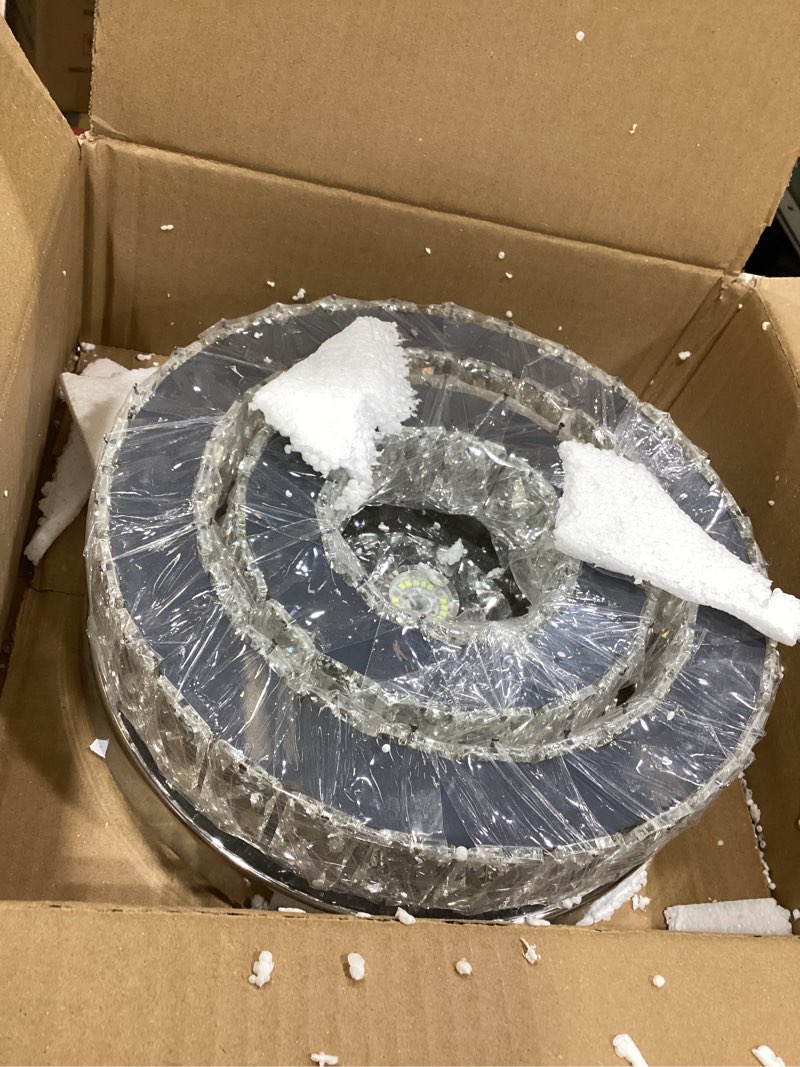 Condition photo showing New/Like New for LEONTYNE 12 Inch Mini Chandelier LED Crystal Ceiling Light 2 Layers Flush Mount Ceiling Light Modern Chandeliers Lighting for Bedroom Hallway Staircase Kitchen Bathroom (6000K Cool White) Round-Cool