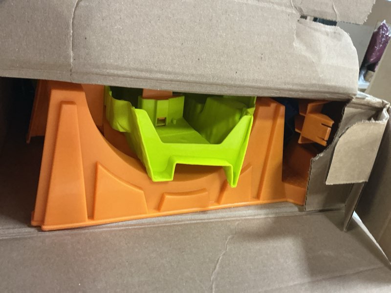 Condition photo showing As Is for Fisher-Price Little People Toddler Toy Hot Wheels Spiral Stunt Speedway Race Track Playset with 2 Cars for Pretend Play Kids Ages 18+ Months