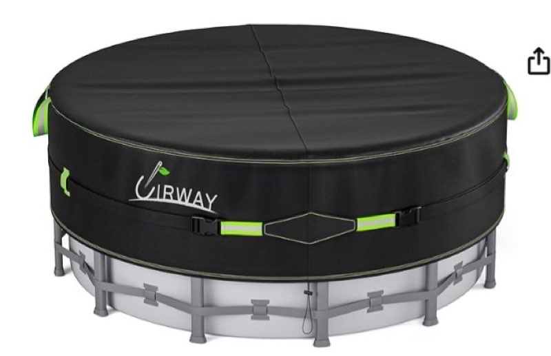 UIRWAY 18 Ft Round Winter Pool Cover with Reflective Strips, Swimming Pool Cover for Above Ground Pools, Solar Cover Including Rope Tie and Luminous Ground Nails, PU Tarp Snug Fit for UV Protected