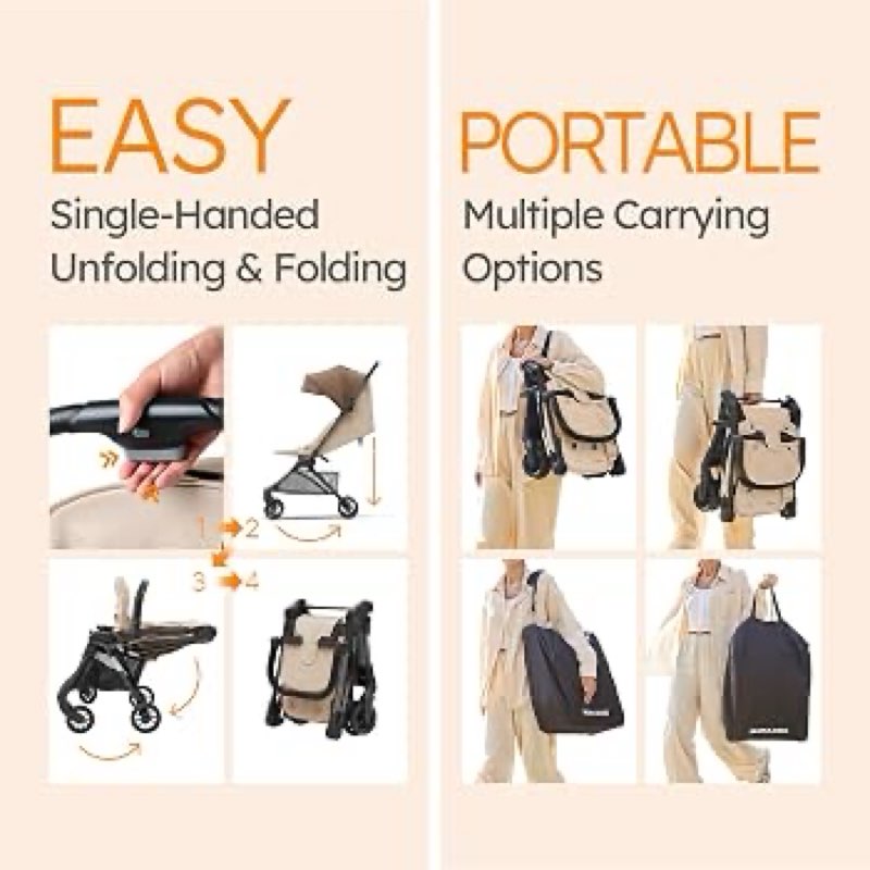 mamazing ultra air x travel stroller - ultra-lightweight under 10 lbs, carbon fiber frame & airplane friendly, lightweight stroller with reclining seat, upf 50+ canopy & travel bag