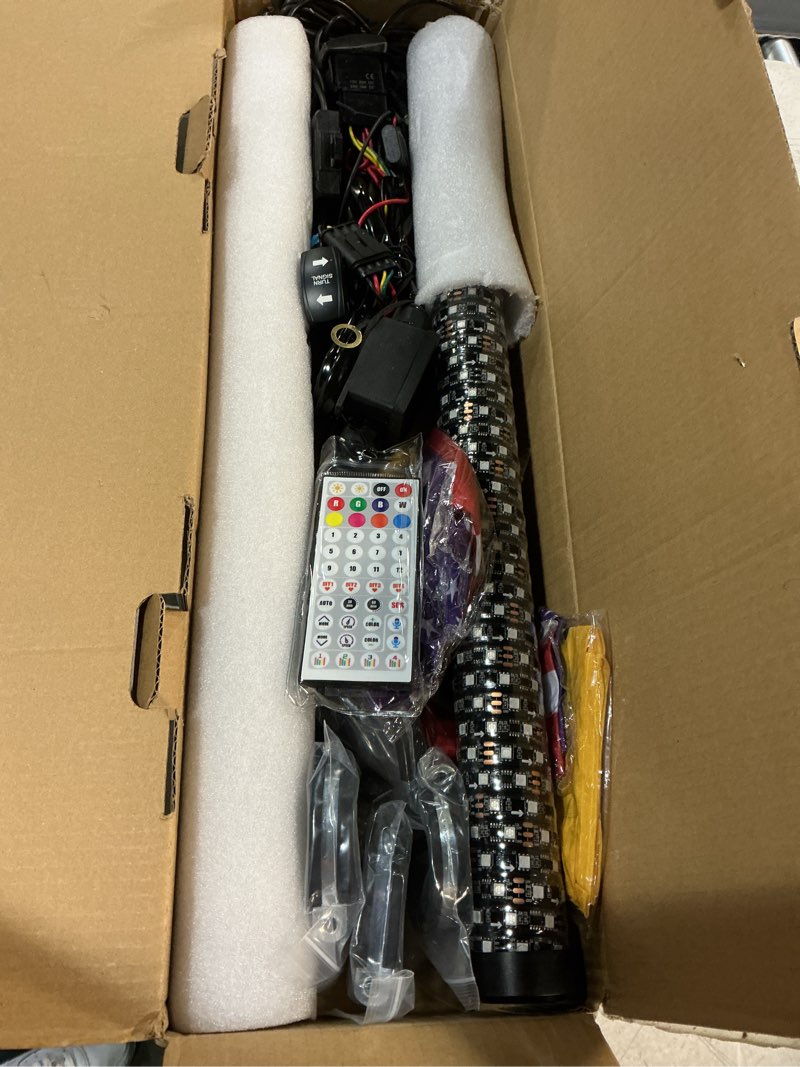 Condition photo showing Good Condition for 2pcs 3ft led whip lights,rf wireless remote,500 kinds patterns 600 kinds of color combinations,rgr chasing lighted antenna whips,for utv, atv, off road, truck, sand, buggy dune, rzr.