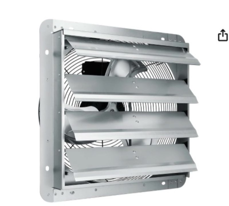 VEVOR Shutter Exhaust Fan, 16'' with High Speed, AC-motor, 2000 CFM, Wall Mount Attic Fan, Ventilation and Cooling for Greenhouses, Garages, Sheds, FCC