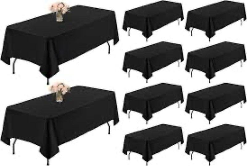 Fitable 10 Pack Rectangle Tablecloths: Stain Resistant Wrinkle Free Fabric Table Clothes, Washable R