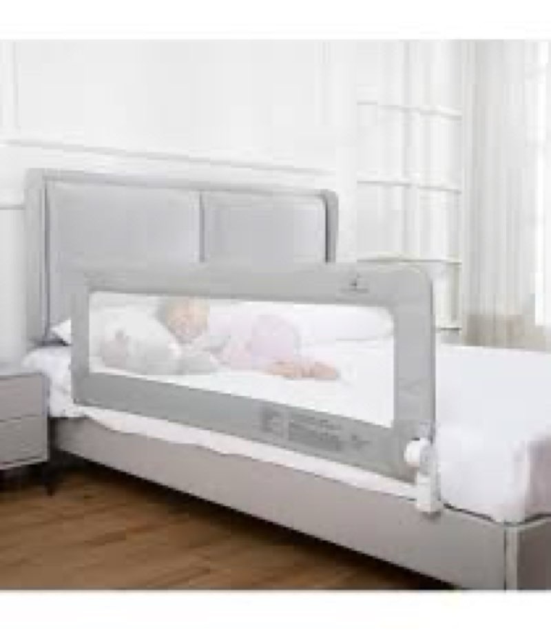 HOMEAL 59in Foldable Toddler Bed Rails, Bed Rail for Toddlers with U-Shape Base, Baby Bed Rail Guard for Twin, Full, Queen, King Beds, Bed Rail for Baby, White