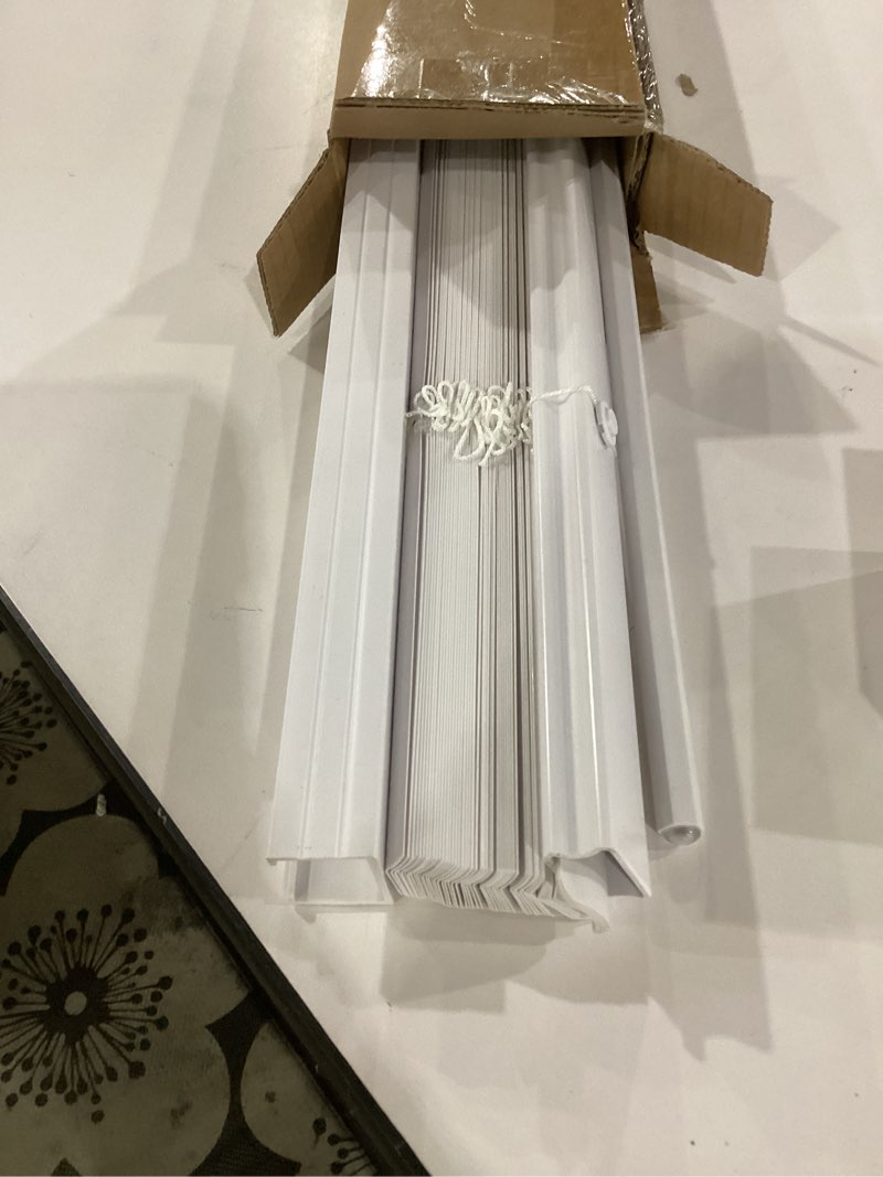Condition photo showing Good Condition for blinds for indoor windows 1" vinyl l-shaped slats cordless mini blinds for home, 22" w × 36" h - white white 22" w × 36" h