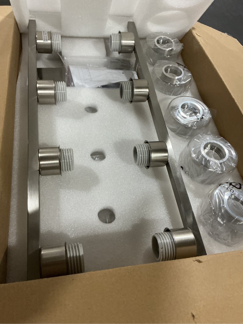 Condition photo showing Good Condition for diduio 8 light bathroom vanity light brushed nickel bathroom light fixtures 8-light vanity lights for bathrrom lights fixtures over mirror large wall sconce with clear glass shade 8 light brushed nickel