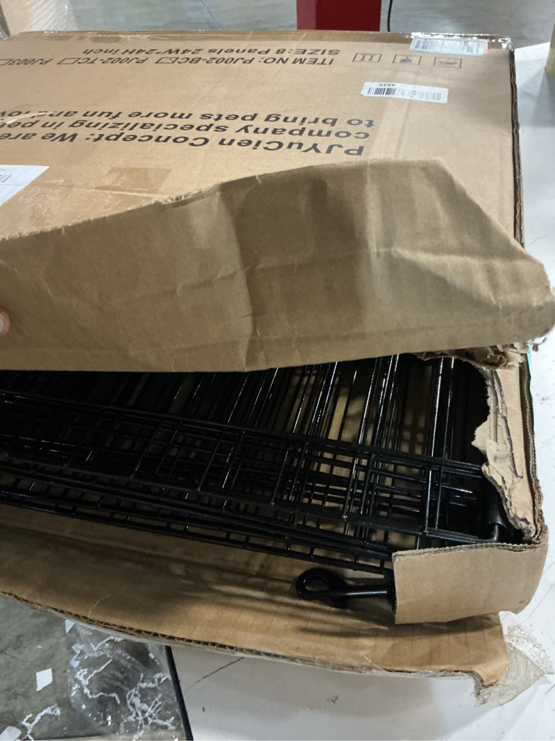 Condition photo showing Good Condition for PJYuCien Dog Playpen - Metal Foldable Dog Exercise Pen, Pet Fence Puppy Crate Kennel Indoor Outdoor with 8 Panels 24”H & Bottom Pad for Small Medium Pets Black 24''H Playpen+Bottom Pad