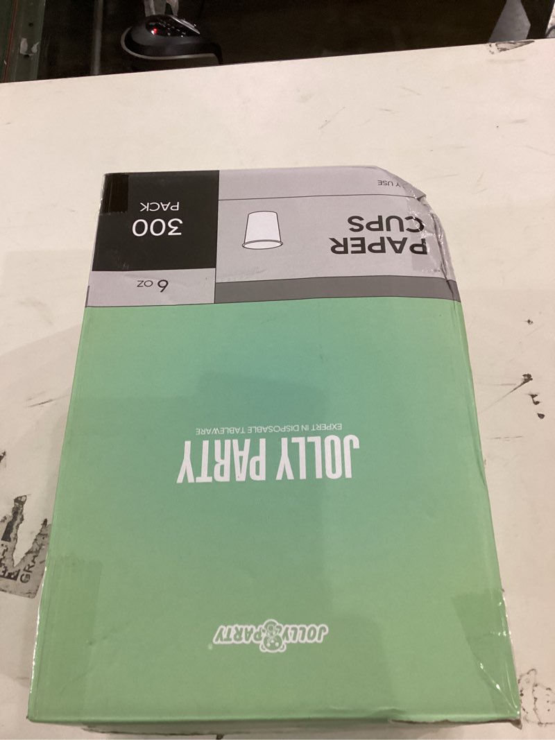 Condition photo showing New/Like New for JOLLY PARTY 300 Pack 6 oz Disposable Paper Coffee Cup, Hot/Cold Beverage Drinking Cups for Water, White Paper Hot Coffee Cups 6oz