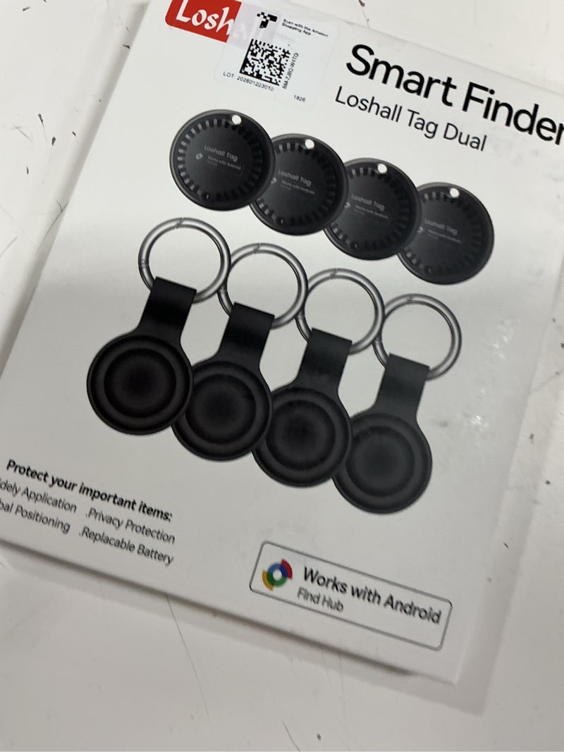 Condition photo showing New/Like New for air tags for android,air tags-4 pack android,2 year battery life,air tracker tags with 4 case,google find trackers for google's find hub app,ip65 waterproof luggage tracker for keys black