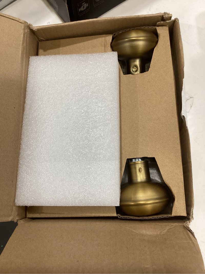 Condition photo showing Good Condition for Mortise Lock Set for Interior Door, Vintage Antique Door Knobs with Lock and Skeleton Key, Old Door Knob Replacement Fits 1-3/8 in 1-3/4 in, Antique Brass Finish Mortise(1 Pack) Antique Brass