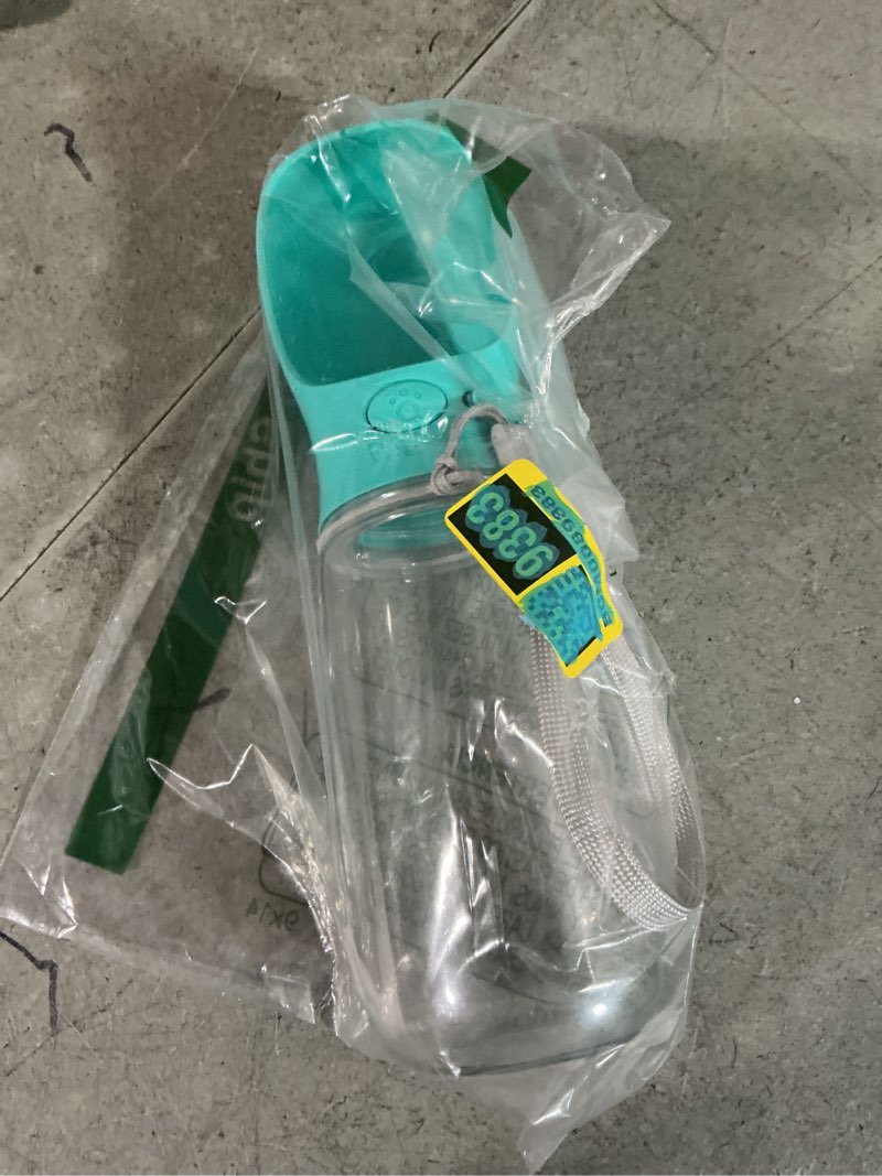 Condition photo showing As Is for mr. pen- dog water bottle, 19 oz, large, aqua blue, portable dog water bottle dispenser, dog travel water bottle, travel dog water bottle portable water bottle for dogs on the go, pet water bottle
