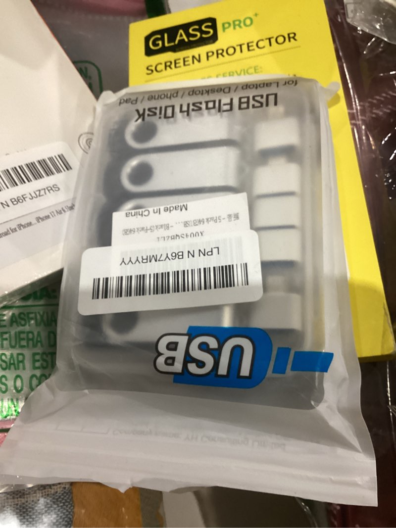 Condition photo showing New/Like New for 5 Pack 64GB USB Flash Drive with Type C Adapter and Storage Box USB 2.0 High Speed Metal Pen Drive 360° Rotatable Storage Memory Stick for Phone/Pad/PC/Laptop/Android - Black(5-Pack 64GB)