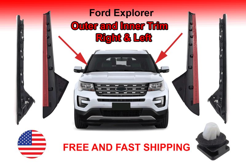 windshield a-pillar molding trim compatible with 2011-2019 ford explorer replaces 926-450,926-451,bb5z7803137aa, bb5z7803145aa, bb5z7803136aa, bb5z7803144aa(left and right 4 pack outer and inner)