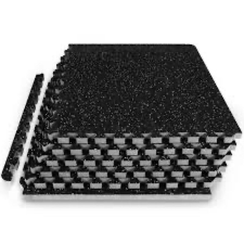 prosourcefit rubber top exercise puzzle mat 3/4-inch, 24 sqft, 6 tiles, eva foam interlocking tiles 