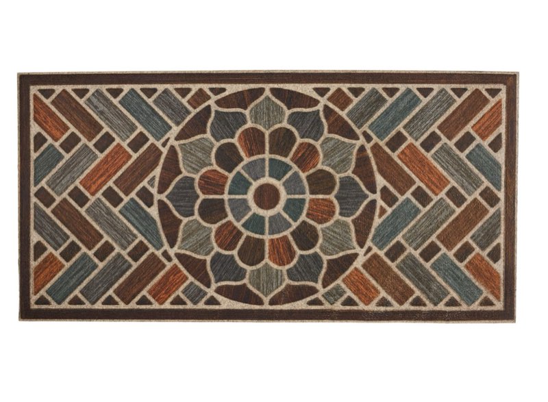 Mohawk Home Ornamental Entry Mat Ornamental Grain Mat Scatter  2 x4   Brown & Blue