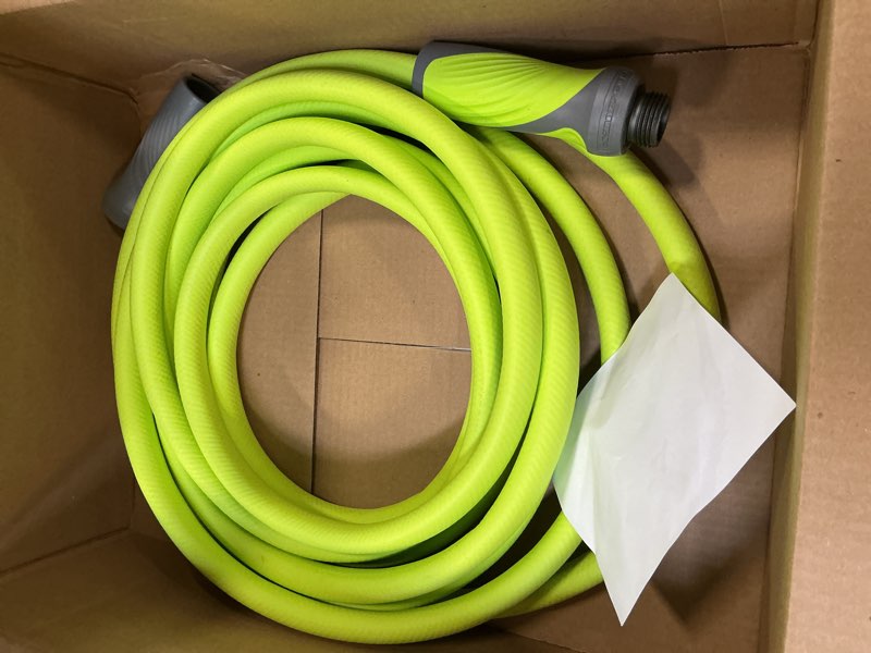 Condition photo showing As Is for Flexzilla Garden Hose with SwivelGrip, 5/8 in. x 50 ft., Lightweight All-Weather Water Hose, Durable and Flexible, Leak-Free Connections SwivelGrip 50ft Chartreuse