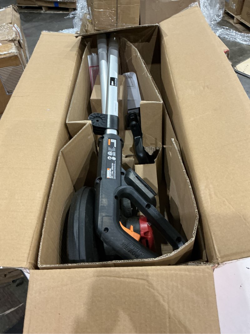 Condition photo showing As Is for worx nitro cordless lawn edger, 7'' grass edger with 3 depth settings, 20v electric edger with dual wheels & brushless motor, 4.0 ah battery & charger included, wg898 lawn edger w/(1) 4.0 ah battery