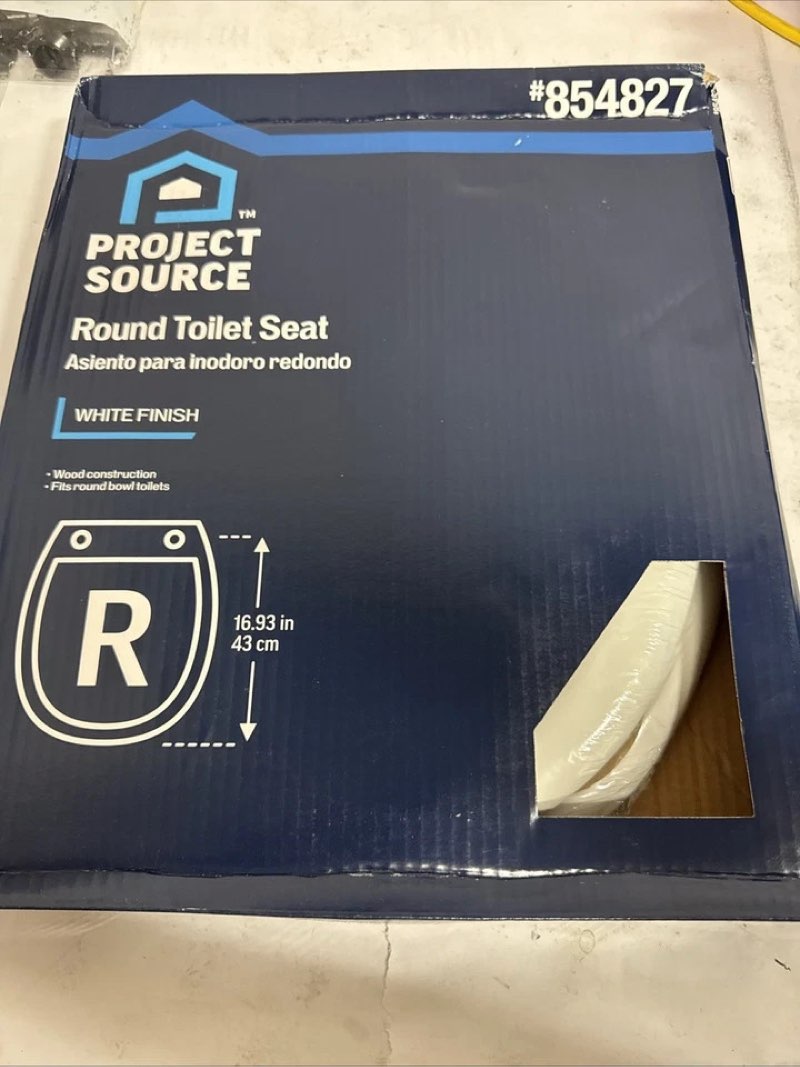 project source #854827 round toilet seat plastic white finish