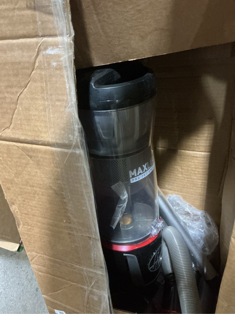 Condition photo showing As Is for hoover maxlife pro pet swivel vacuum cleaner, bagless upright vac, hepa media filtration, maxlife system, windtunnel technology, corded vacuum cleaners for home use