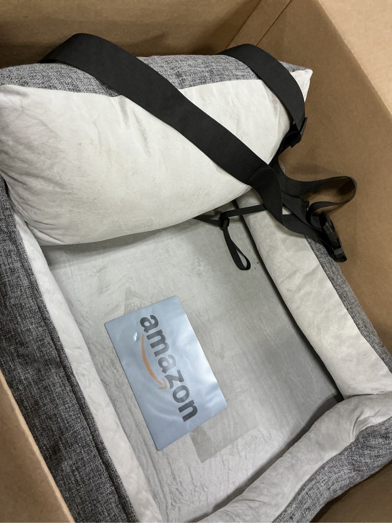 Condition photo showing Good Condition for NIBHZ Small Dog Cat Booster Seat Puppy Travel Car Carrier Bed ON Car Armrest with Clip-On Safety Leash Removable Washable Cover,Dog Car Safety Seats for Cat and Small Dog Up to,Grey-51X23X21CM