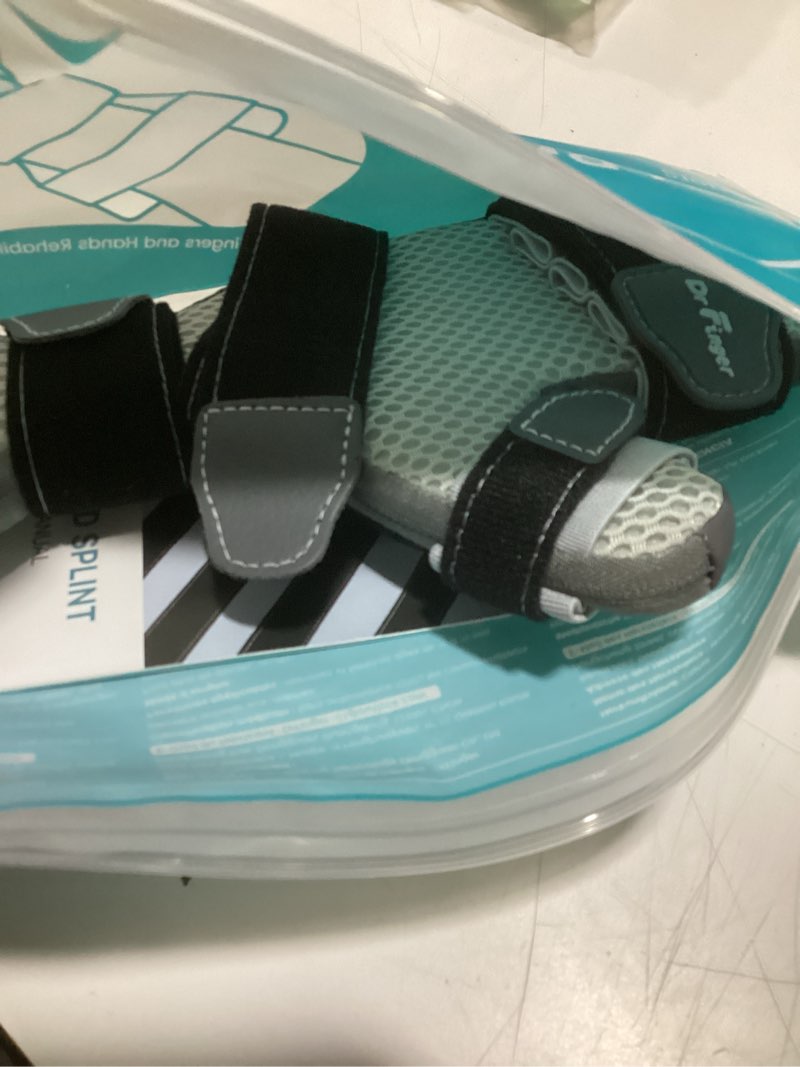 Condition photo showing Good Condition for DrFinger Stroke Hand Brace Splint for Straightening Fingers with 5 Fingers Resting Support,Prevent Fingers Curling, Dupuytren's Contractures, Hand Spasms, Fit Right & Left, Men & Women - M Grey M