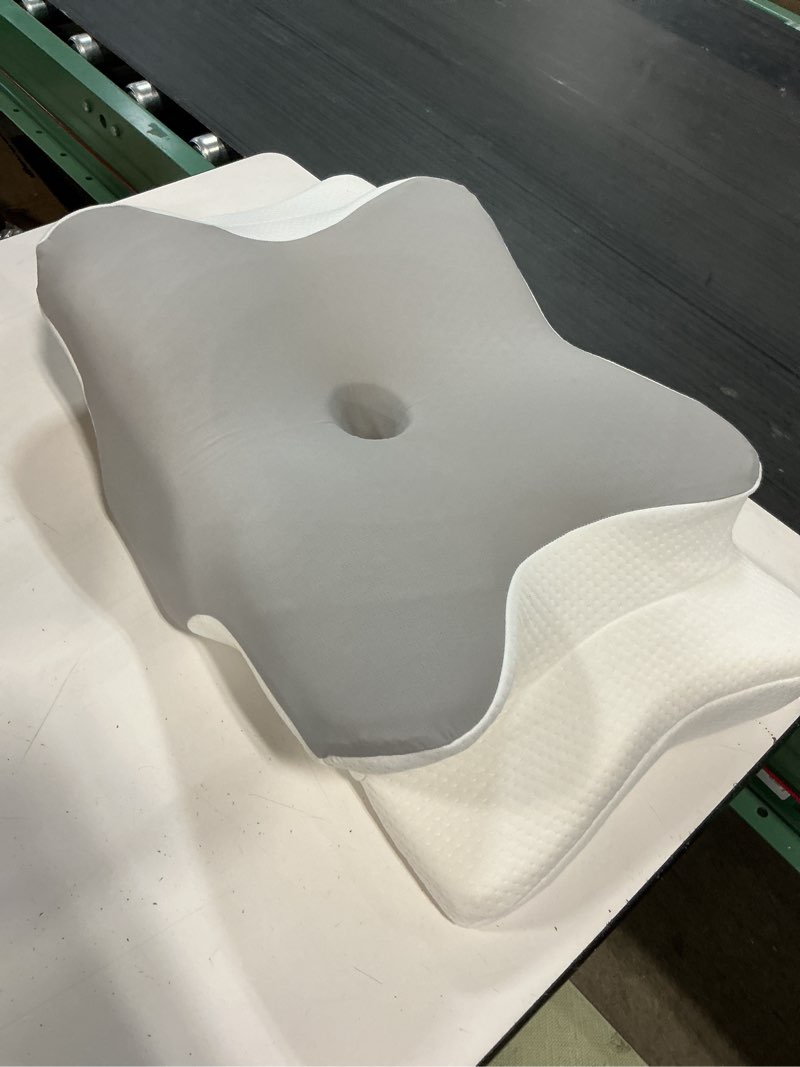 Condition photo showing As Is for butterfly-shaped neck support pillow for comfortable sleep