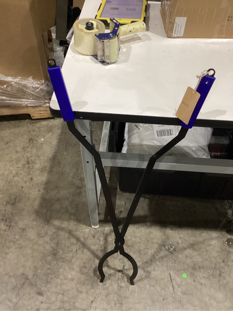 Condition photo showing Good Condition for 40in heavy duty fire tongs firewood grabber tool with scissor shape serrated, log claw tongs for bonfire campfire fire pit outdoor indoor log grabber rustproof safely moves firewood