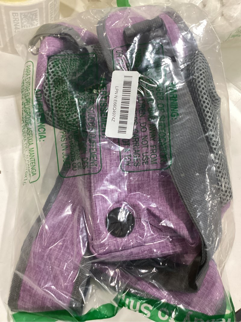 Condition photo showing Good Condition for petami dog sling carrier for small dogs, puppy carrier sling purse, dog bags for traveling, carrying bag to wear medium cat, adjustable crossbody pet sling travel poop bag dispenser, max 5 lbs, purple purple 16.0"l x 5.5"w x 18.0"h