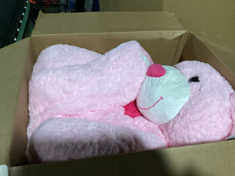 Condition photo showing As Is for Tezituor Giant Teddy Bear 5Ft with Heart, Large Valentines Day Stuffed Animal, Pink I Love You Plush Toys for Kids Gift for Girlfriend Pink With Heart 5 Feet