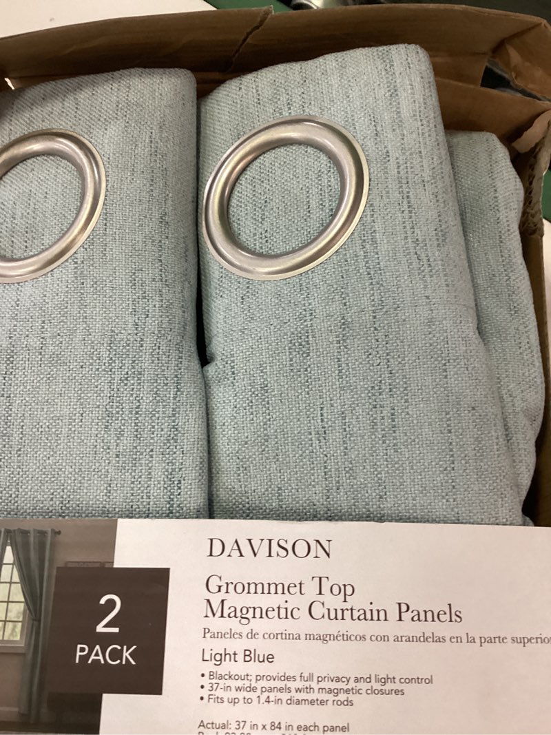 Condition photo showing Good Condition for sun zero aldwin slub texture magnetic closure 100% blackout grommet curtain panel, 40\" x 84\", washed blue washed blue 40\"w x 84\"l (pack of 2)