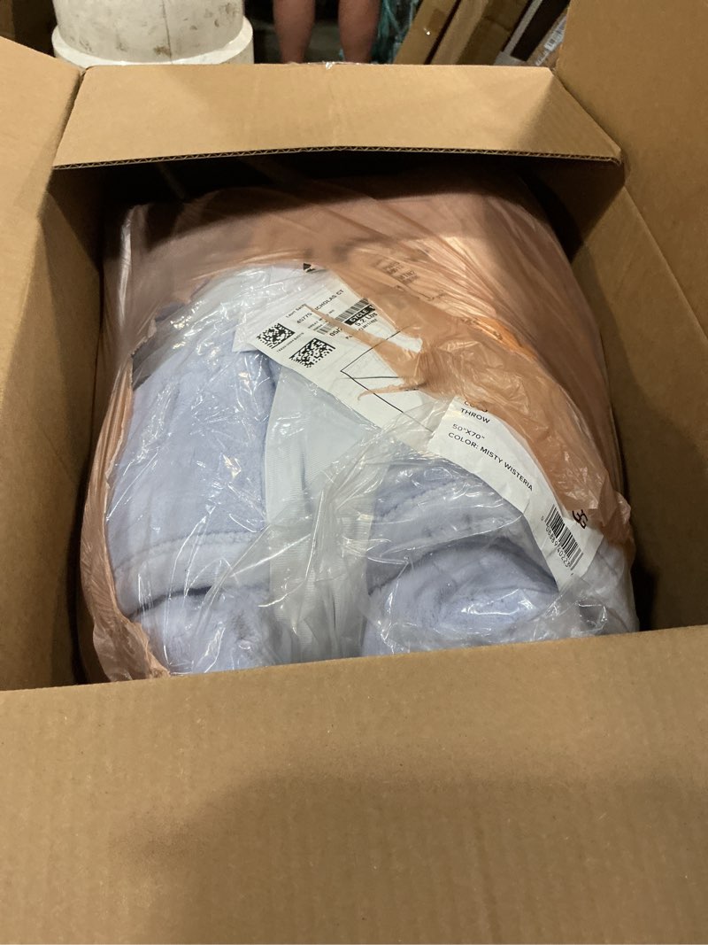 Condition photo showing Good Condition for ugg coco throw blanket – soft & cozy bedding for couch, perfect warmth throw for living room, house warming gifts or luxurious gifts for men, 50" x 70", lavender misty wisteria lavender throw